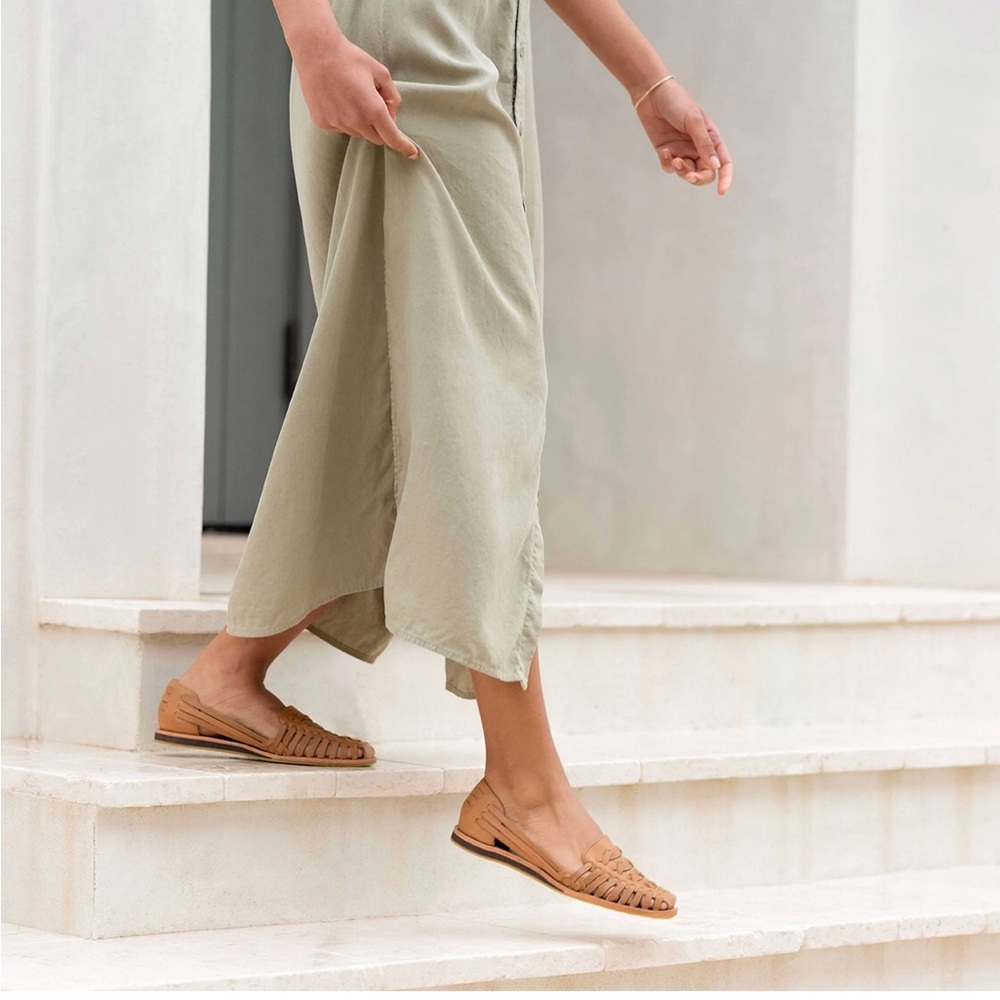 Nisolo Woven Leather Sandals in Tan Brown